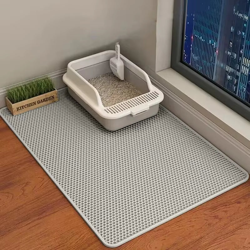 Double-Layer Large Cat Litter Mat, an Anti-Splash Mat for Cat Litter Boxes, a Filtering Mat and Sand Leakage Mat, a Cat Product