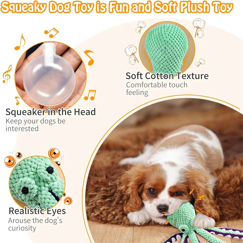 New Octopus Interactive Dog Chew Toy - Scented Plush, Bite Resistant, Dental Grinding Teeth Cleaning Companion