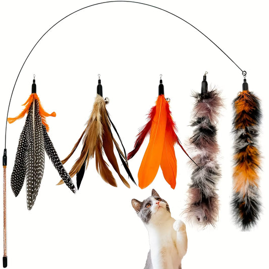6 PCS Cat Toy Feather Replacement Cat Wand Refills Natural Bird Feathers Refill, Replacement Feathers Cat Toy for Indoor Cats